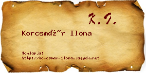Korcsmár Ilona névjegykártya